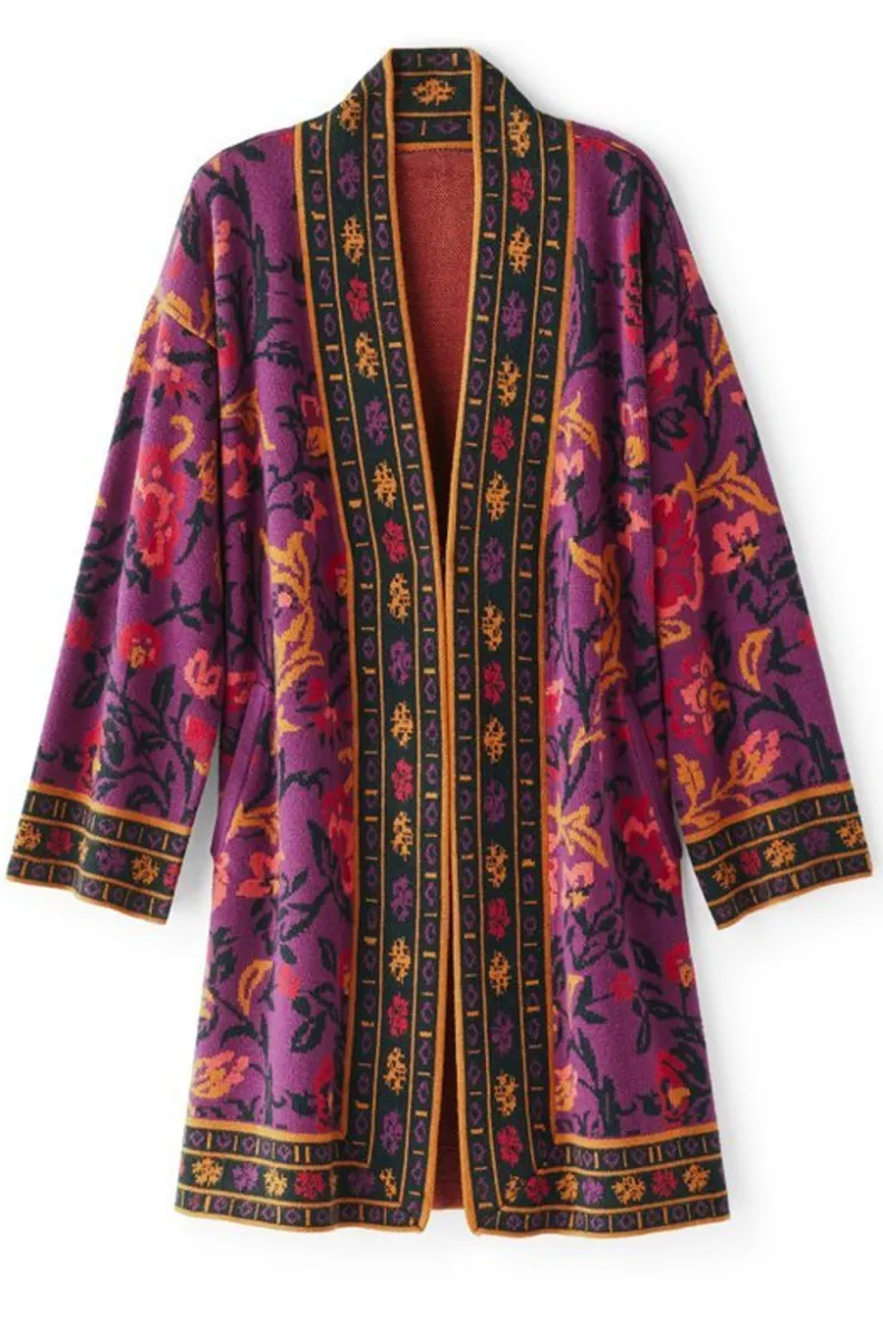 Cárdigan Jacquard Invierno Jardín - Suéteres Acogedores con Detalles Artesanales | Colección Soft Surroundings