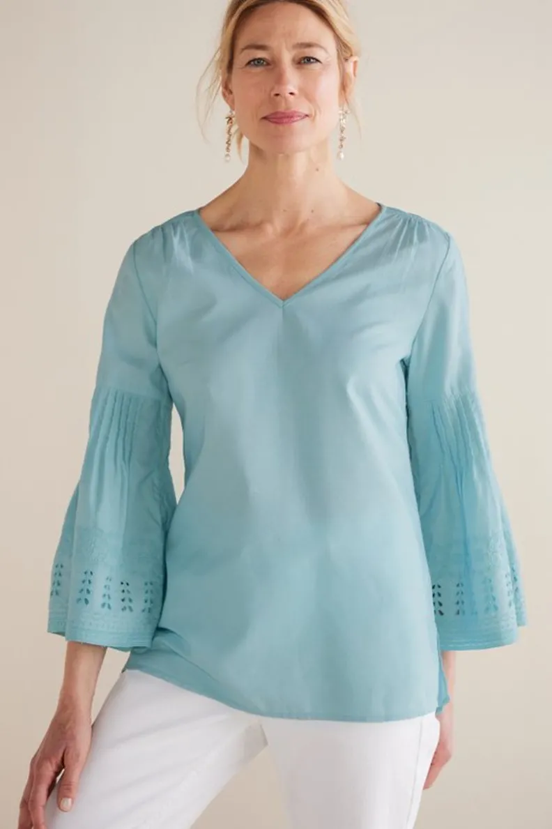 Túnica Heloise con Mangas de Encaje y Detalles Artesanales - Tops Soft Surroundings
