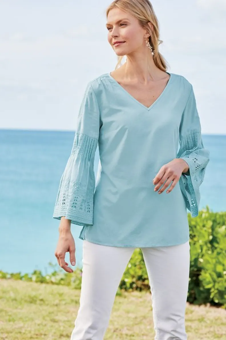 Túnica Heloise con Mangas de Encaje y Detalles Artesanales - Tops Soft Surroundings