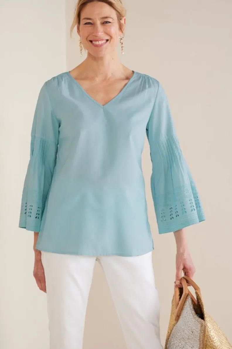 Túnica Heloise con Mangas de Encaje y Detalles Artesanales - Tops Soft Surroundings