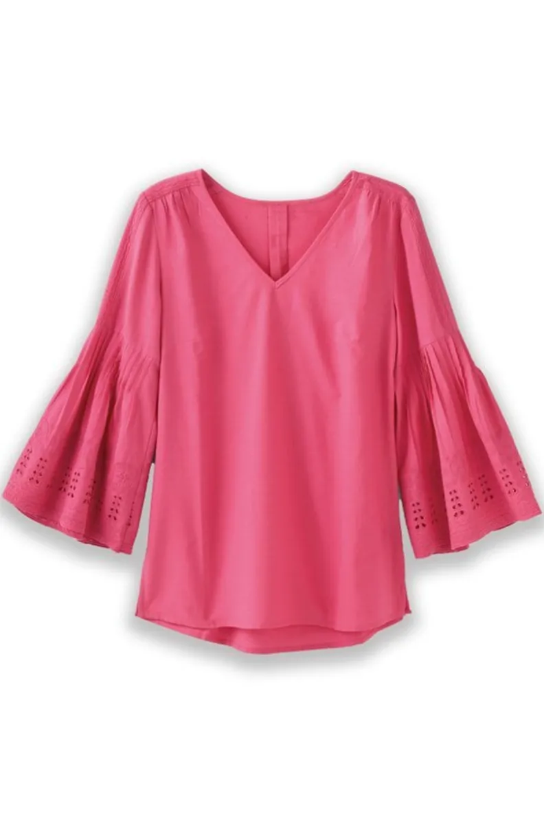 Túnica Heloise con Mangas de Encaje y Detalles Artesanales - Tops Soft Surroundings