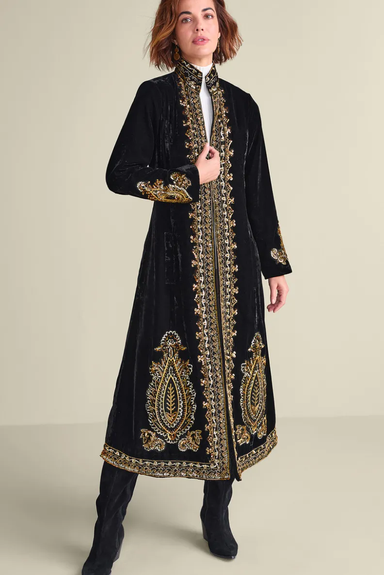 Elegante Gabardina Clásica Negro de Soft Surroundings - Abrigo Ligero para Todas las Temporadas