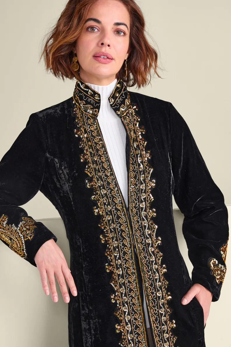 Elegante Gabardina Clásica Negro de Soft Surroundings - Abrigo Ligero para Todas las Temporadas