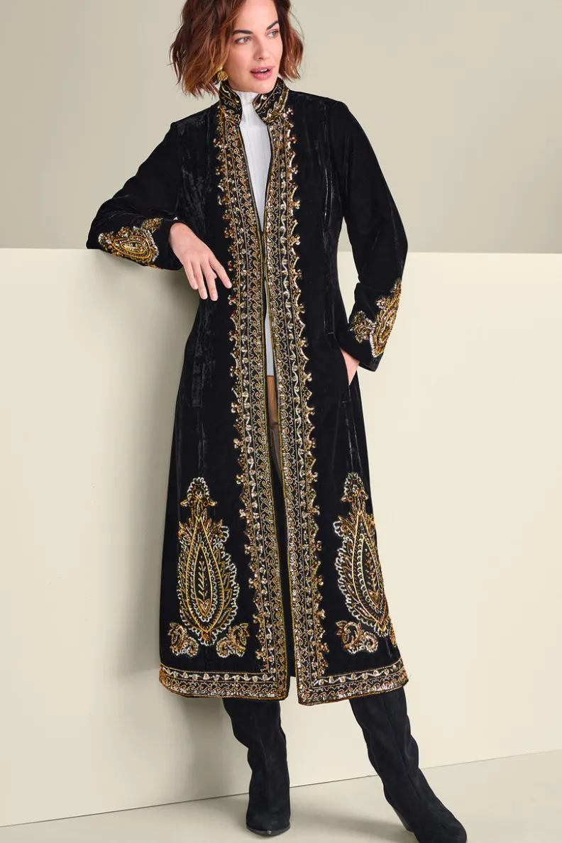 Elegante Gabardina Clásica Negro de Soft Surroundings - Abrigo Ligero para Todas las Temporadas