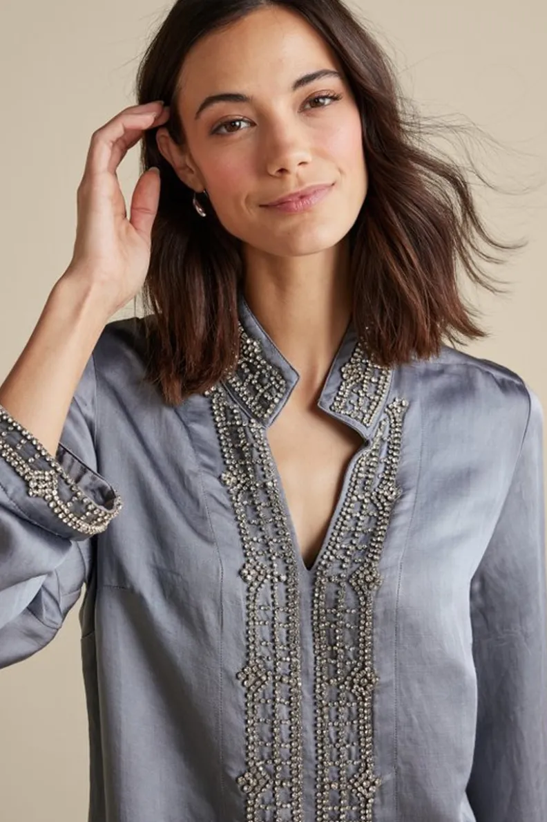 Túnica Colette de Soft Surroundings: Detalles Artesanales con Inspiración Marroquí en Tela Suave