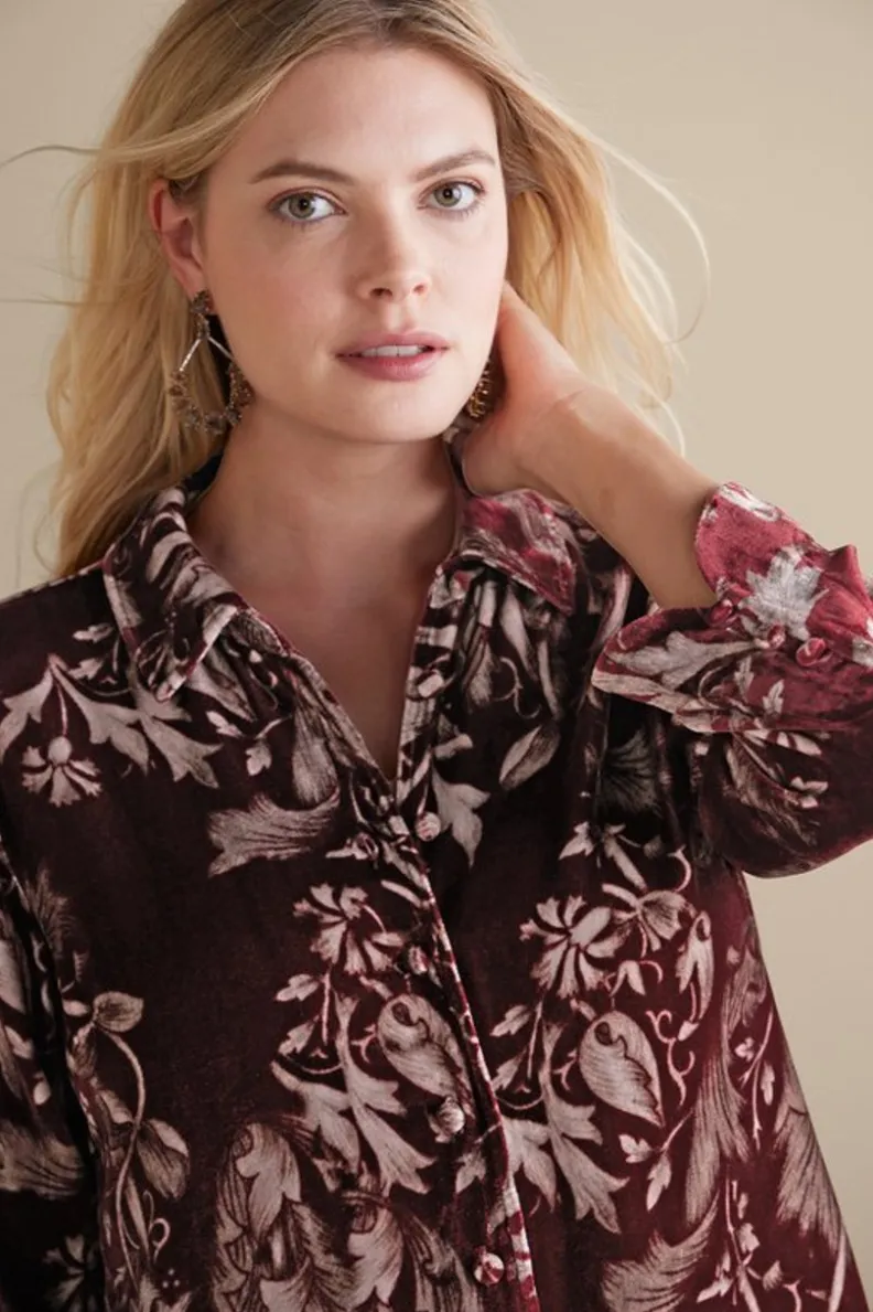 Blusa bohemia en seda suave con toques de terciopelo - Estilo poético y cómodo de Tops-Soft Surroundings