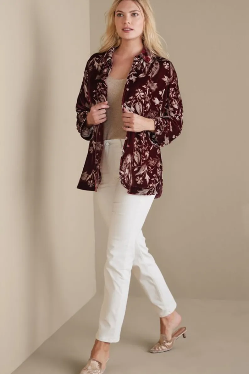 Blusa bohemia en seda suave con toques de terciopelo - Estilo poético y cómodo de Tops-Soft Surroundings