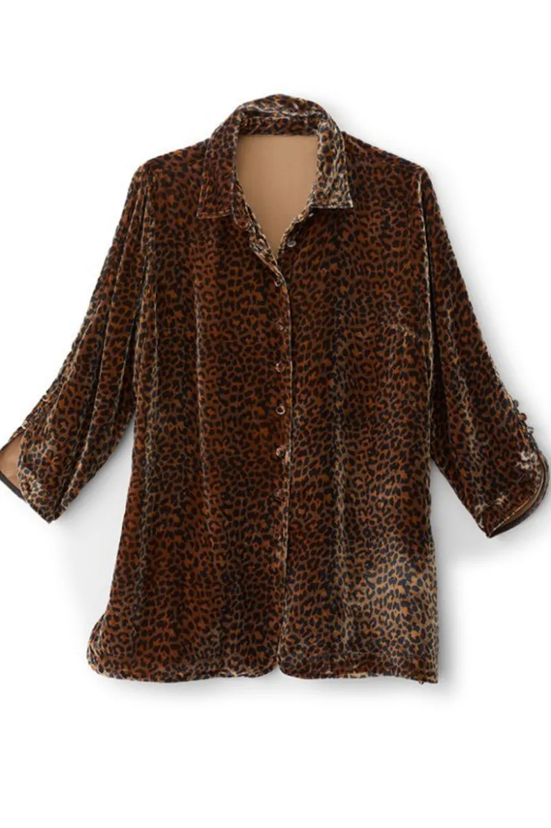 Blusa bohemia en seda suave con toques de terciopelo - Estilo poético y cómodo de Tops-Soft Surroundings