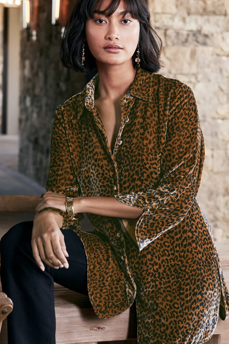 Blusa bohemia en seda suave con toques de terciopelo - Estilo poético y cómodo de Tops-Soft Surroundings