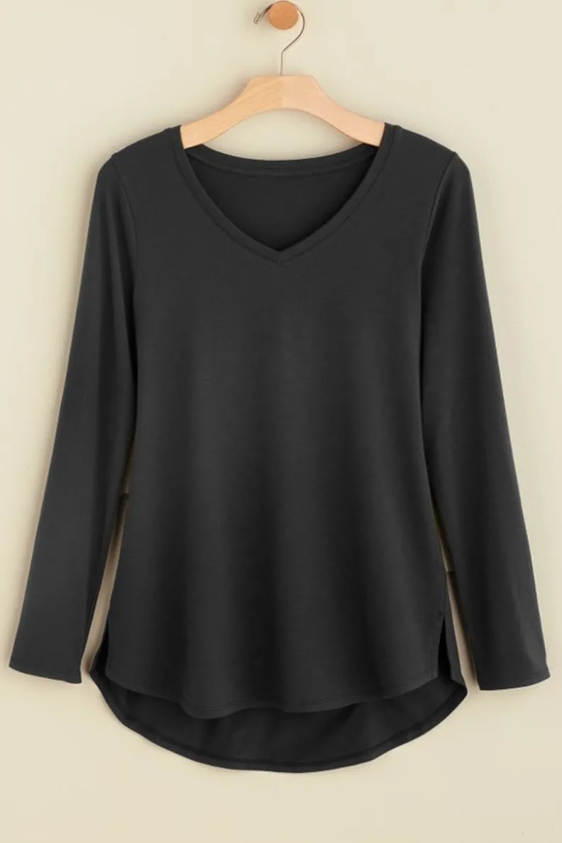 Camiseta de Algodón Pima Isabel - Mangas Largas Suaves para Look Casual Elegante