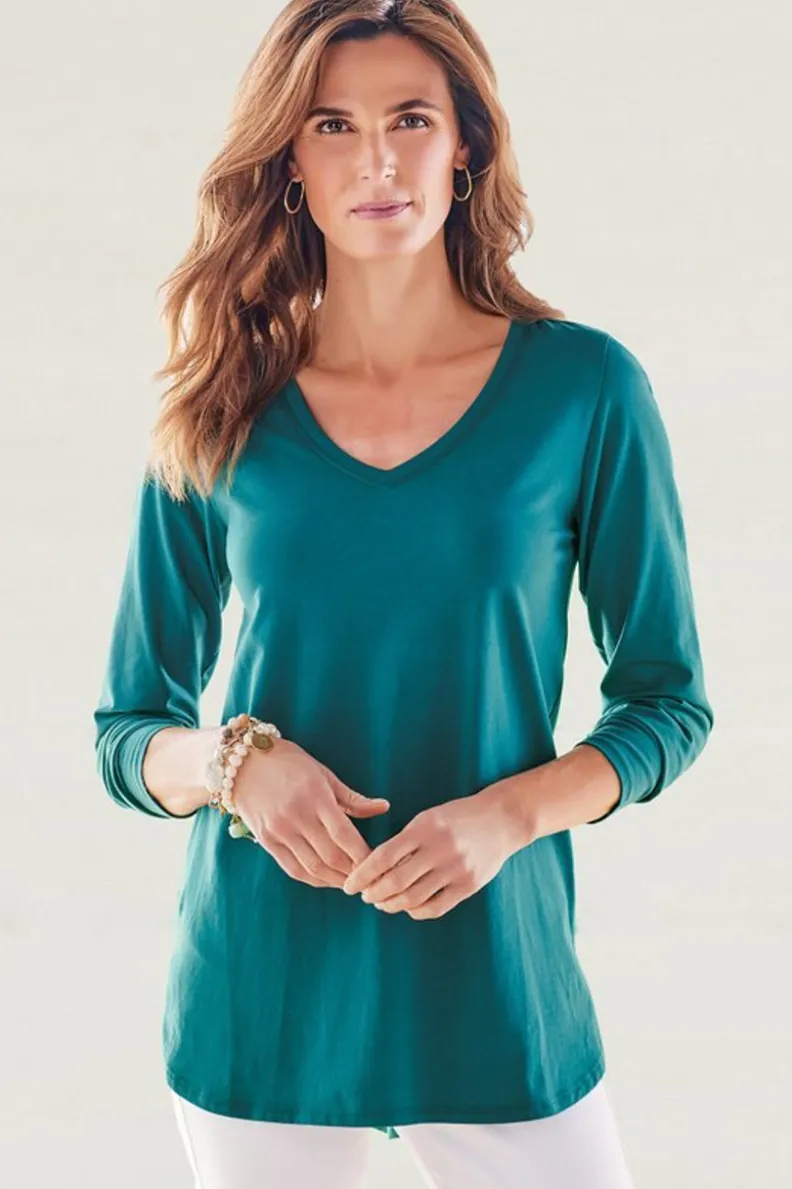 Camiseta de Algodón Pima Isabel - Mangas Largas Suaves para Look Casual Elegante