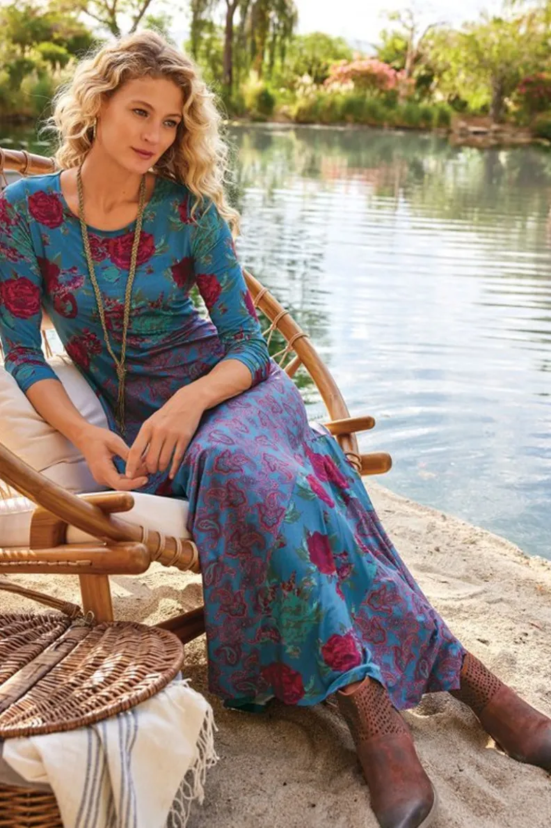 Vestido Ismerelda de Soft Surroundings - Elegancia en Azul Marino Profundo con Detalles Fluidosc