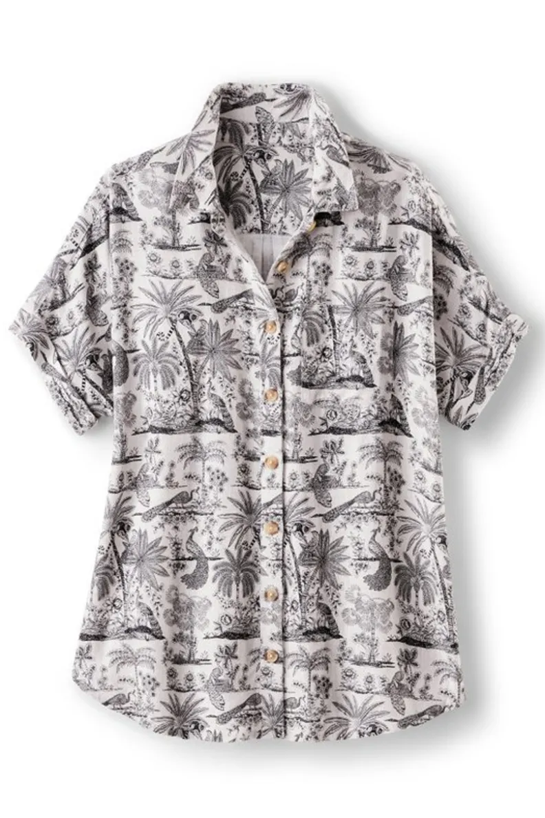 Blusa Elegante Ivy con Detalles Florales - Confortable y Fresca, Colección Soft Surroundings