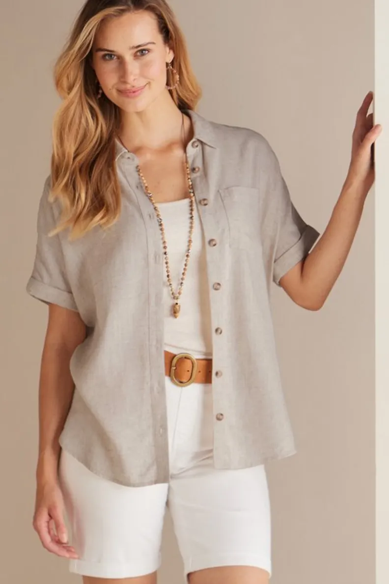Blusa Elegante Ivy con Detalles Florales - Confortable y Fresca, Colección Soft Surroundings