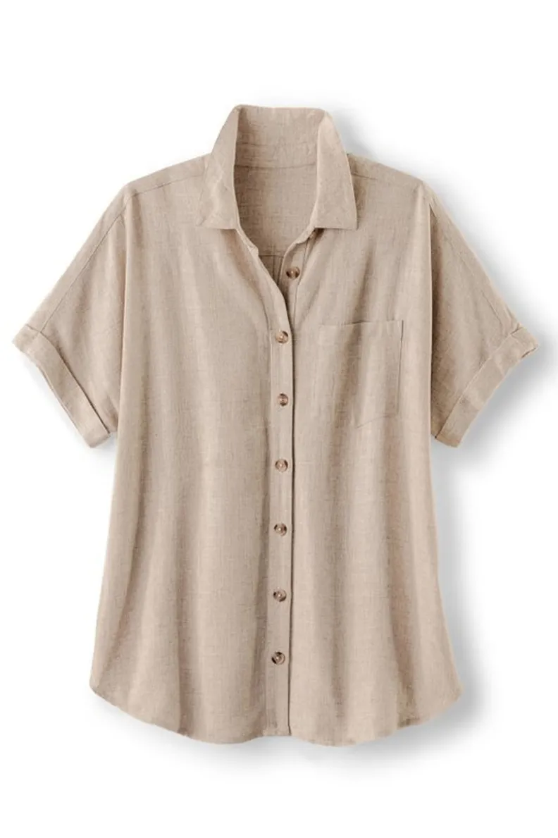 Blusa Elegante Ivy con Detalles Florales - Confortable y Fresca, Colección Soft Surroundings