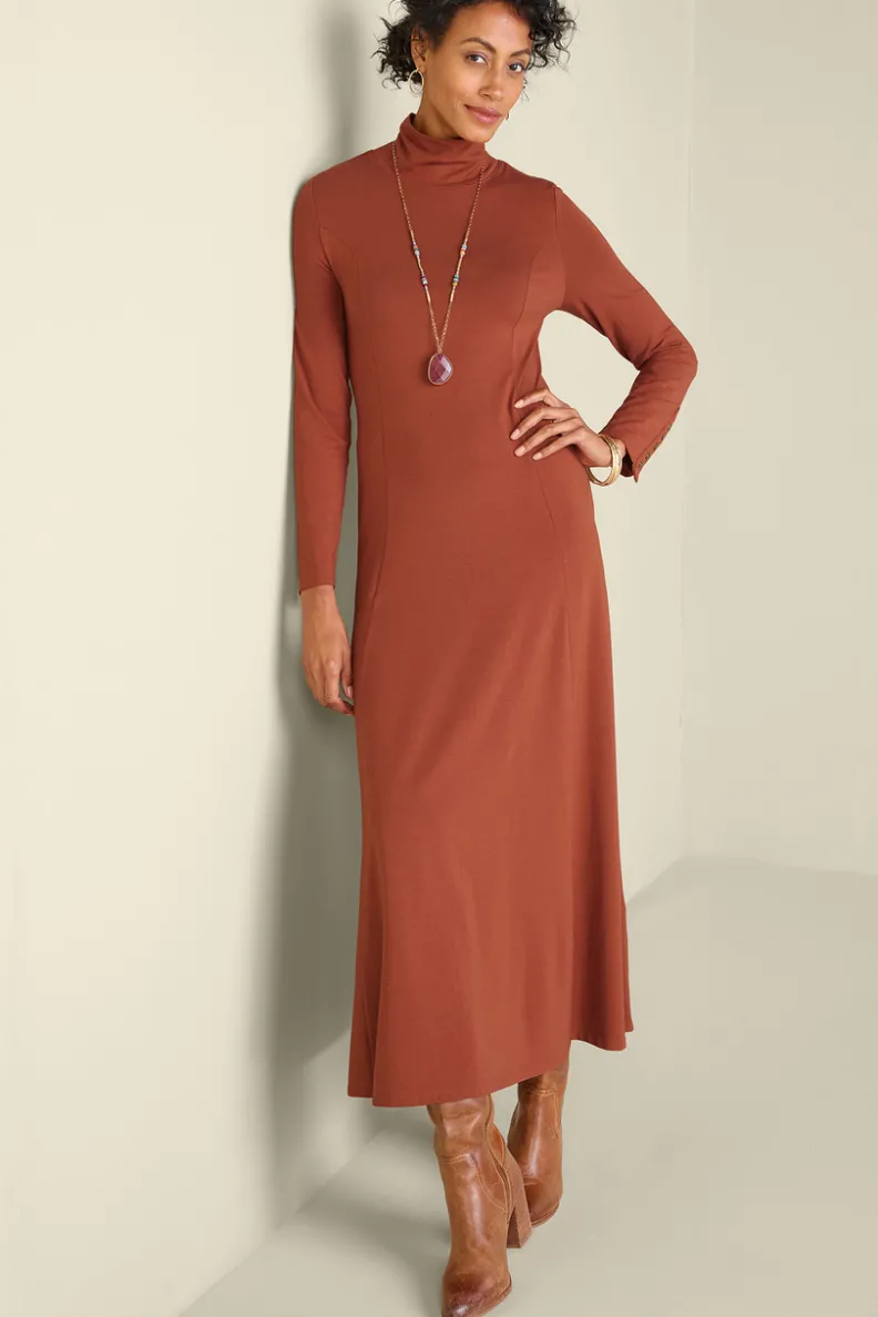 Vestido midi Jackie de tejido suave - Modelo largo casual con detalles en punto elástico (Soft Surroundings Collection)