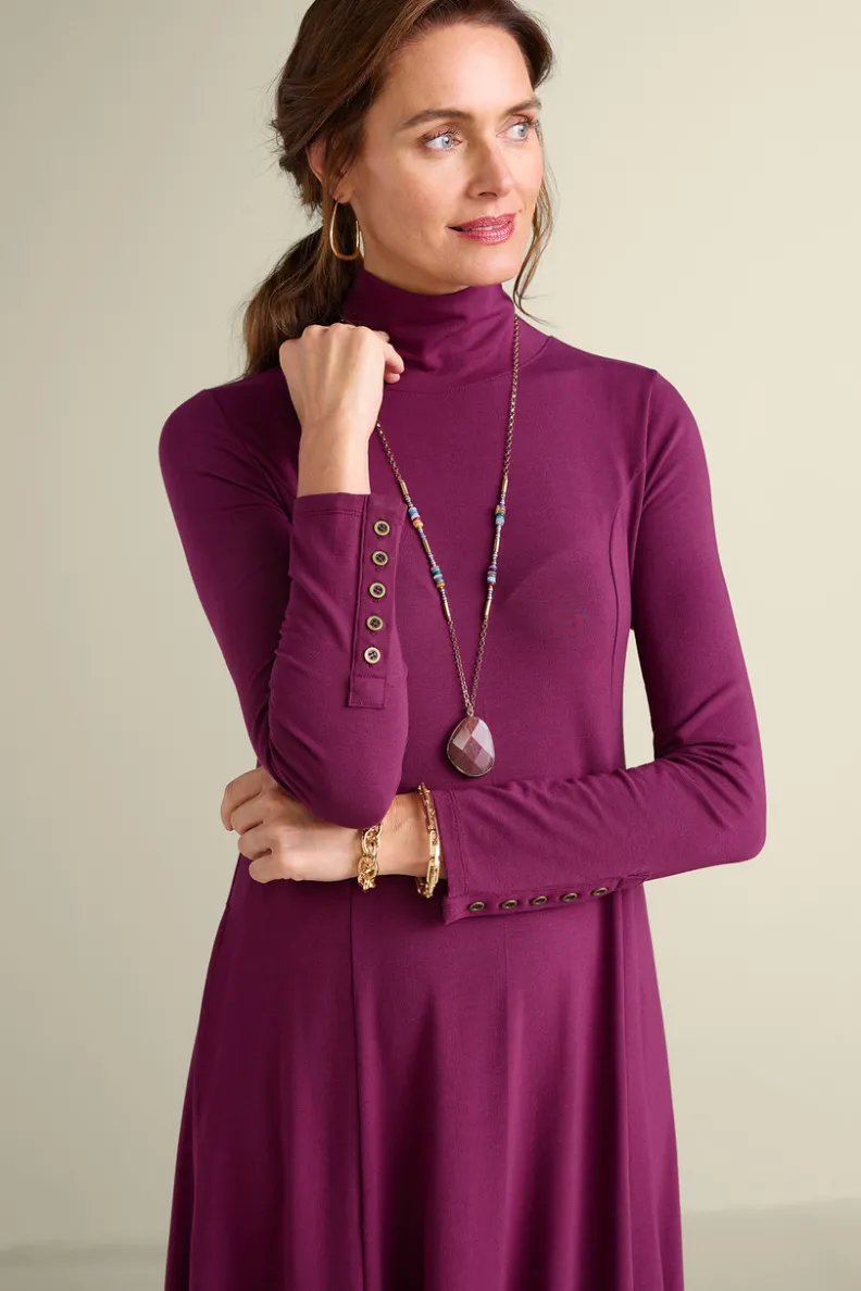 Vestido midi Jackie de tejido suave - Modelo largo casual con detalles en punto elástico (Soft Surroundings Collection)