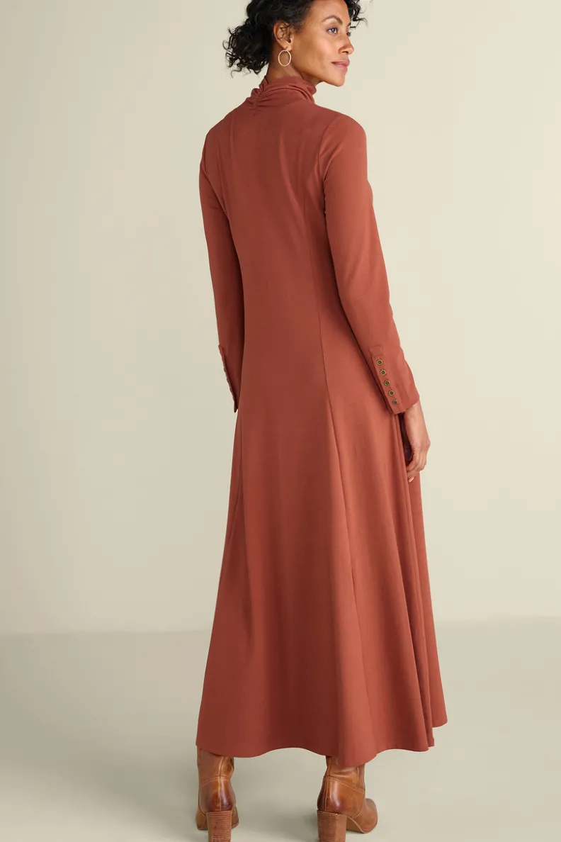 Vestido midi Jackie de tejido suave - Modelo largo casual con detalles en punto elástico (Soft Surroundings Collection)