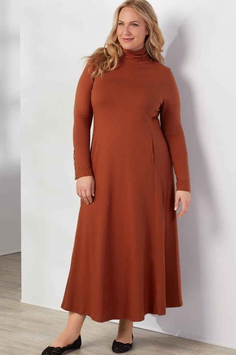 Vestido midi Jackie de tejido suave - Modelo largo casual con detalles en punto elástico (Soft Surroundings Collection)