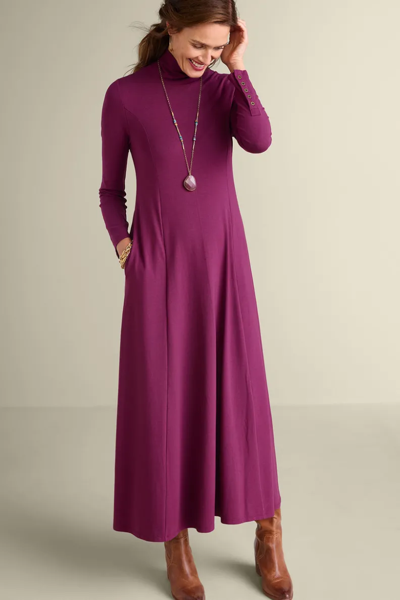 Vestido midi Jackie de tejido suave - Modelo largo casual con detalles en punto elástico (Soft Surroundings Collection)