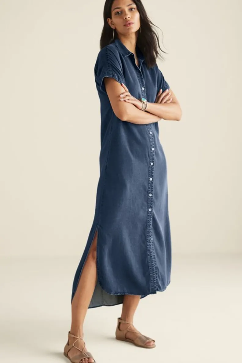 Vestido Camisero Mid-Length Soft Surroundings - Estilo Francés 