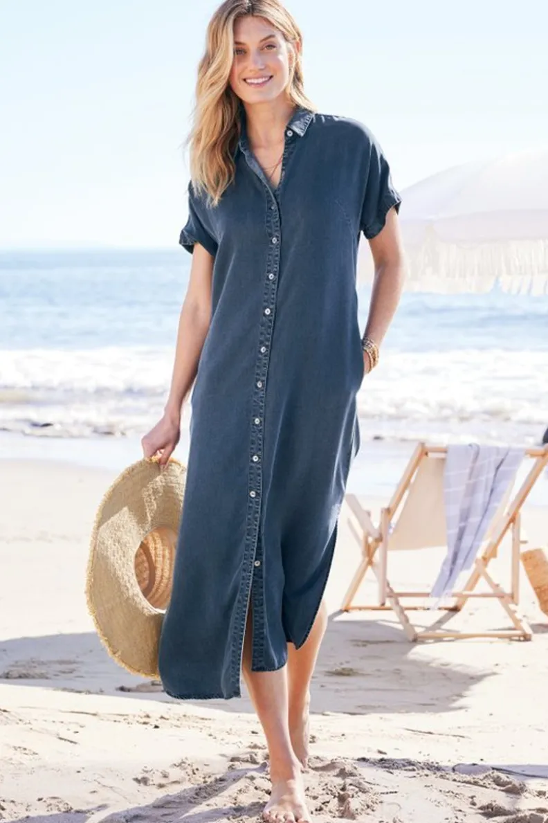 Vestido Camisero Mid-Length Soft Surroundings - Estilo Francés 