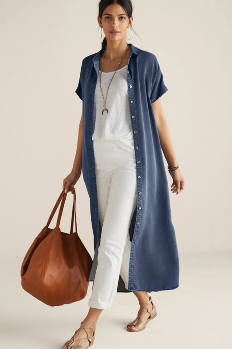Vestido Camisero Mid-Length Soft Surroundings - Estilo Francés 