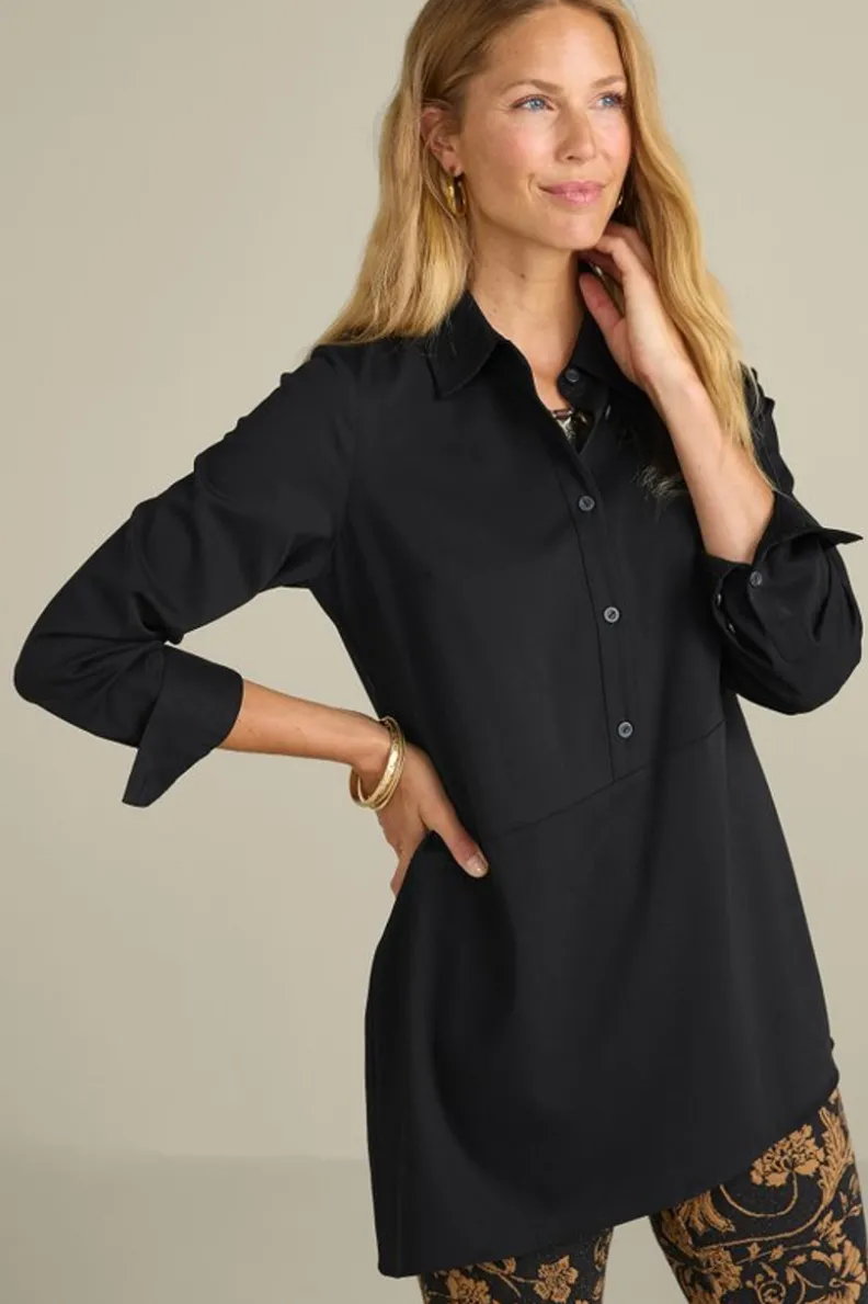 Túnica Asimétrica Jeanne de Soft Surroundings - Diseño Único en Ébano para Estilizar Tu Look