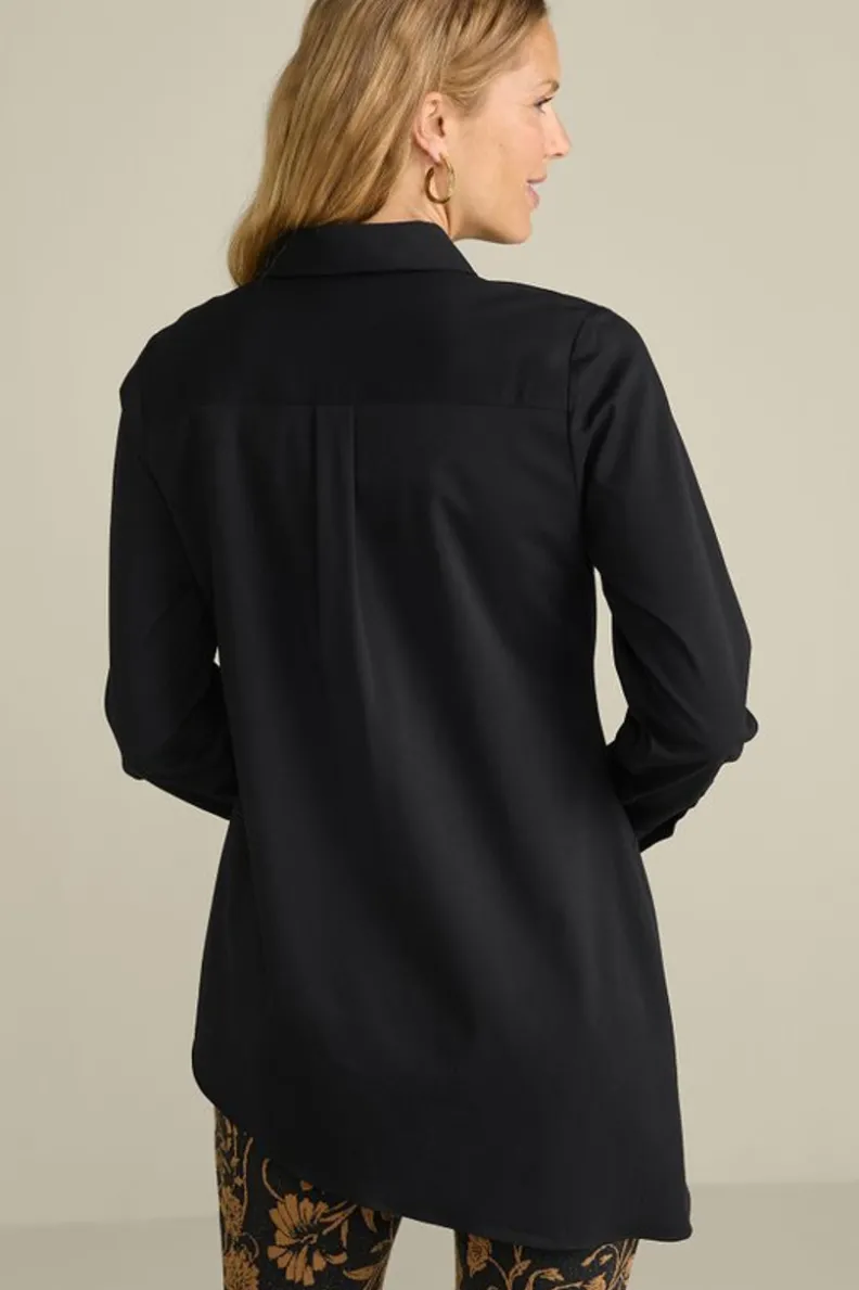 Túnica Asimétrica Jeanne de Soft Surroundings - Diseño Único en Ébano para Estilizar Tu Look