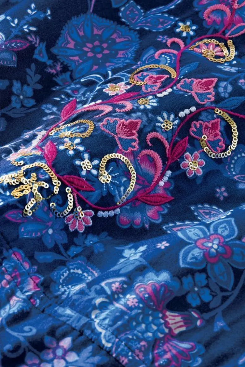 Vestido midi Jordana de Soft Surroundings - Elegancia bohemia con estampado floral en tonos tierra siena, talle medio para looks primaverales