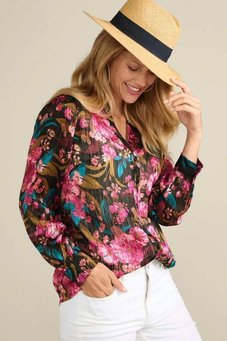 Camisola Josie Brillante de Soft Surroundings - Diseño Floral para el Solsticio de Verano