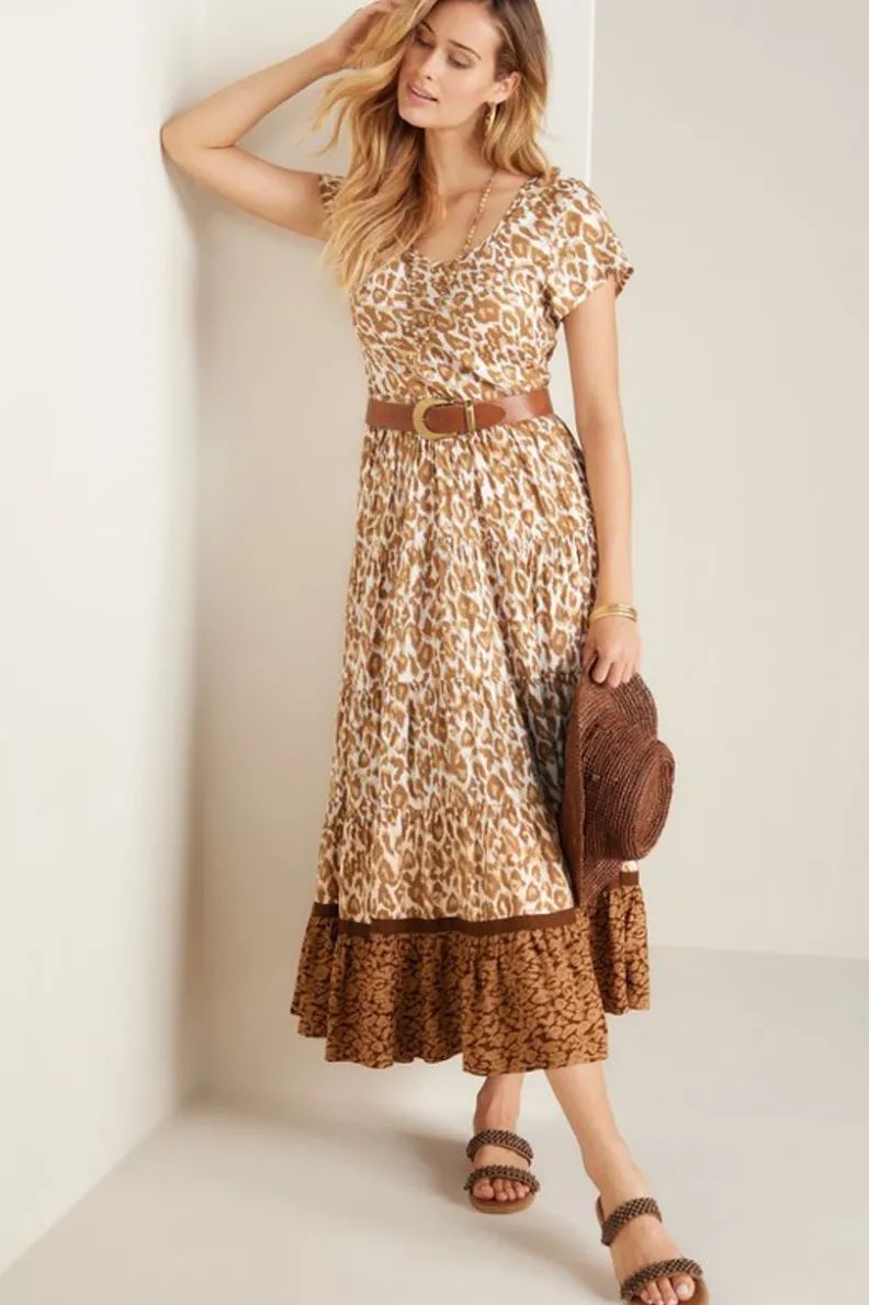 Vestido Kara de Soft Surroundings - Elegancia y comodidad en verde azulado vibrante con estampado jacobeo