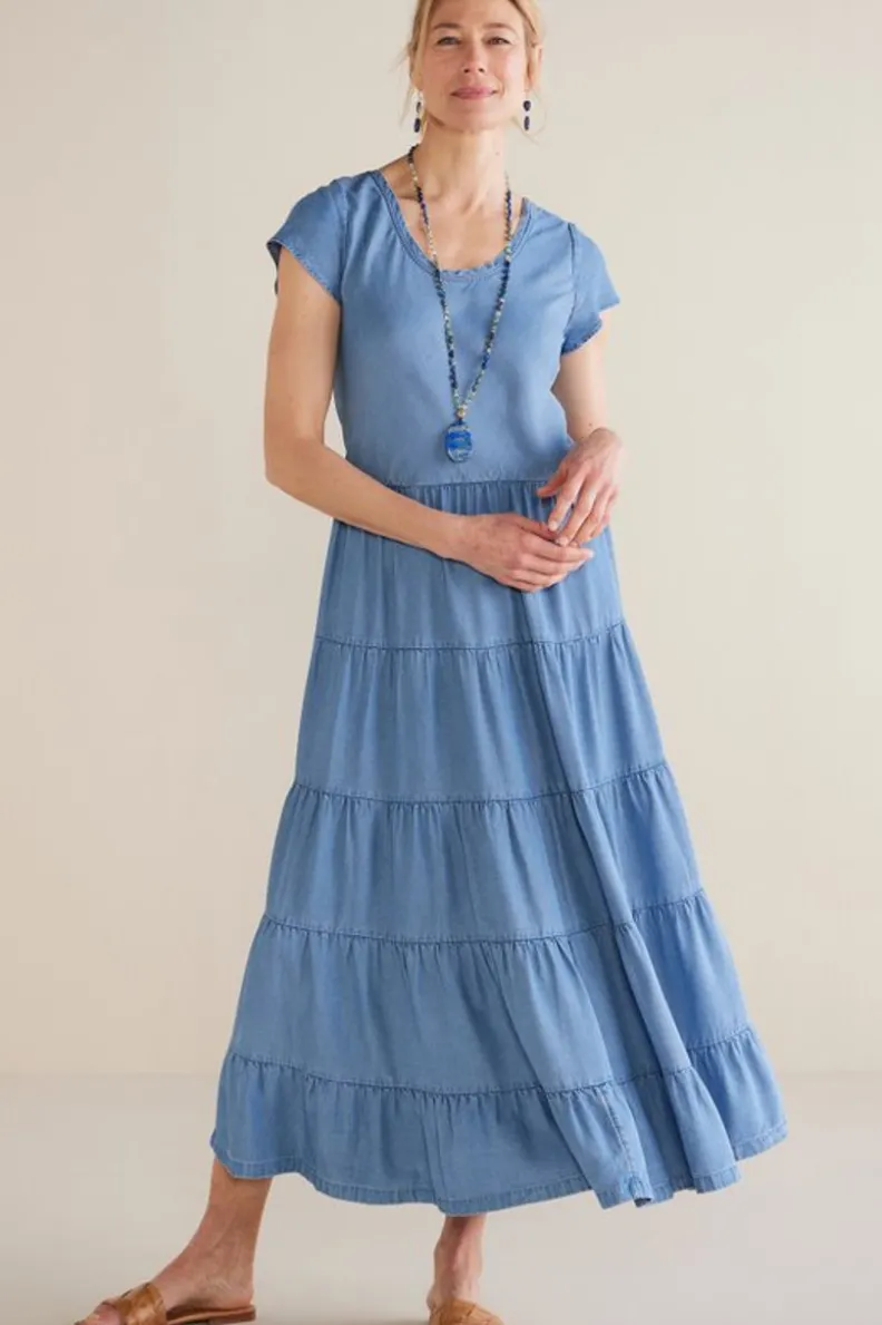 Vestido Casual Kara en Tencel™ - Ambiente Suave, Talla Mediana Azul Añil | Elegancia y Comodidad Diaria
