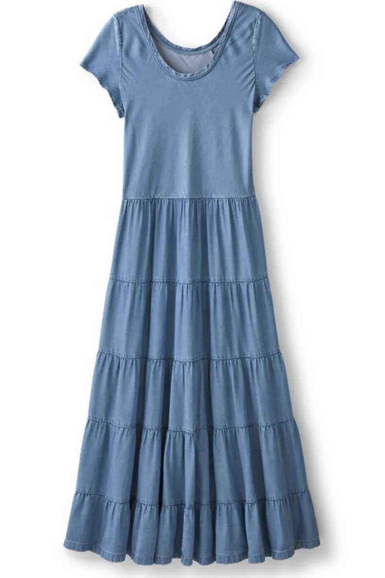Vestido Casual Kara en Tencel™ - Ambiente Suave, Talla Mediana Azul Añil | Elegancia y Comodidad Diaria