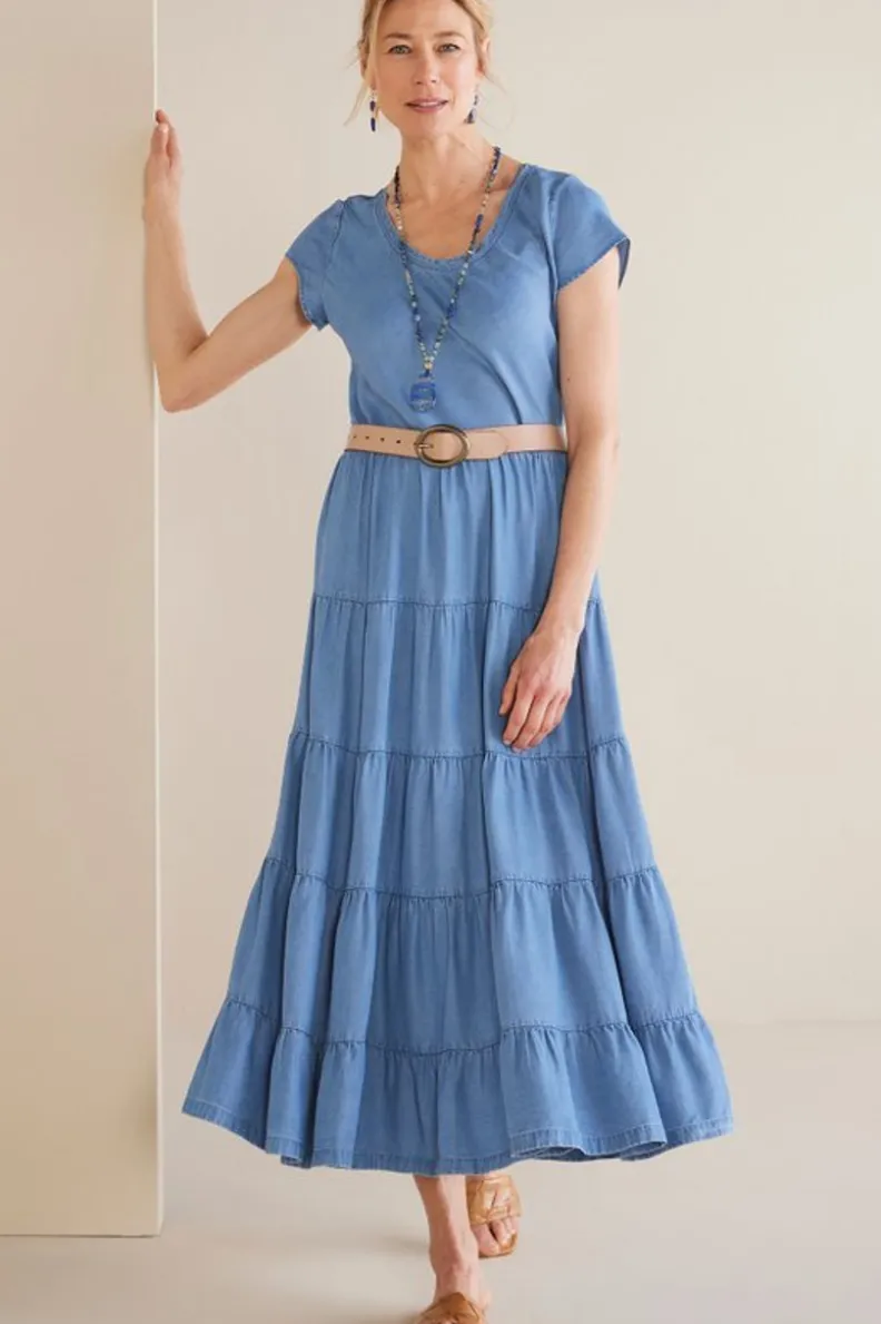Vestido Casual Kara en Tencel™ - Ambiente Suave, Talla Mediana Azul Añil | Elegancia y Comodidad Diaria