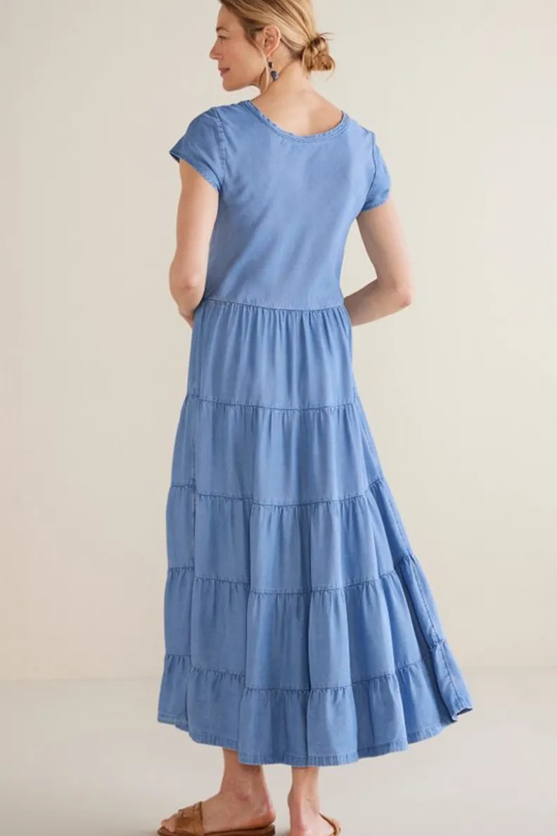 Vestido Casual Kara en Tencel™ - Ambiente Suave, Talla Mediana Azul Añil | Elegancia y Comodidad Diaria