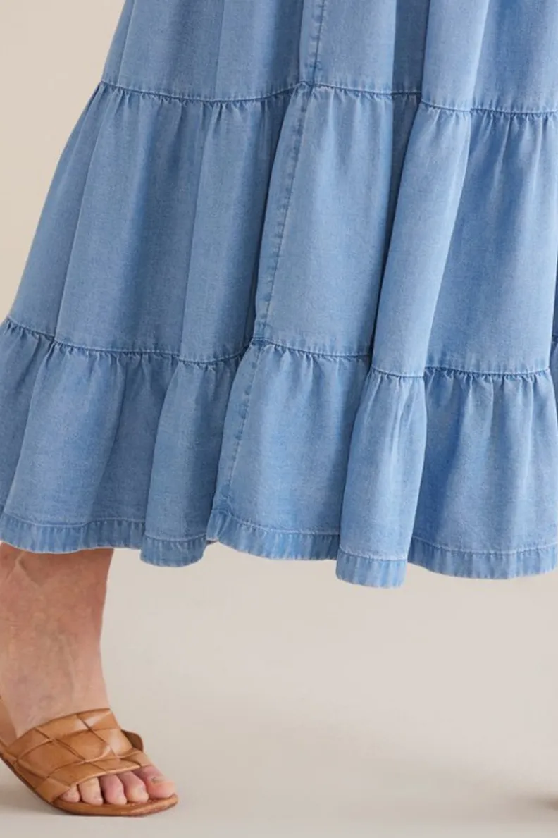 Vestido Casual Kara en Tencel™ - Ambiente Suave, Talla Mediana Azul Añil | Elegancia y Comodidad Diaria