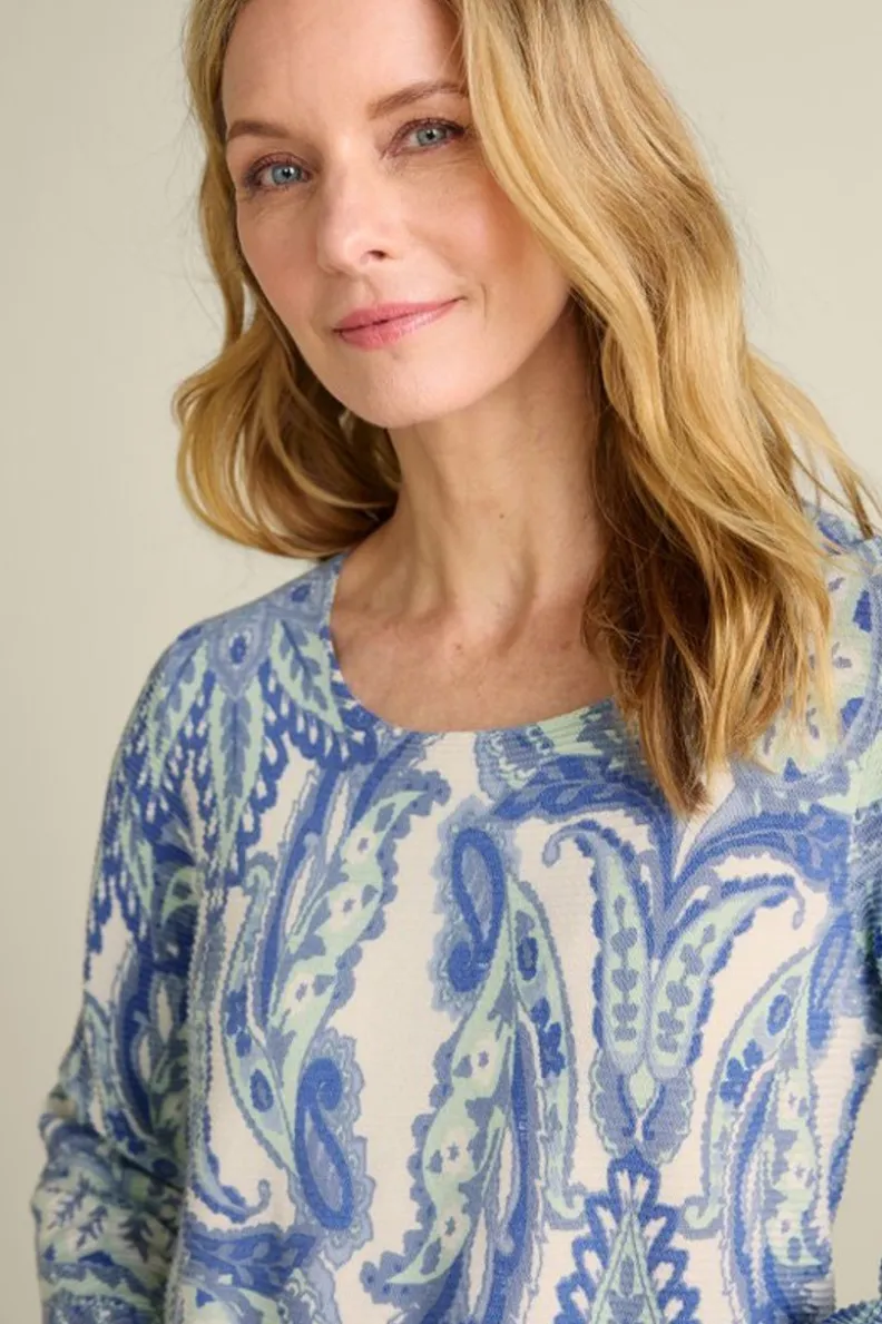 Suéter Tunico Kasey de Soft Surroundings - Abrigo Ligero en Azul Bufanda Global, Diseño Sencillo y Cómodo