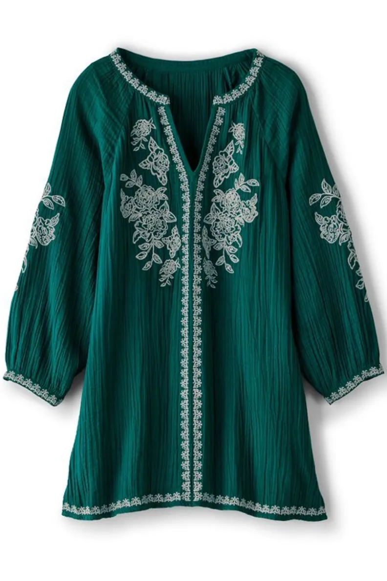 Túnica ligera Katie en gasa verde turquesa - Conjuntos cómodos Soft Surroundings