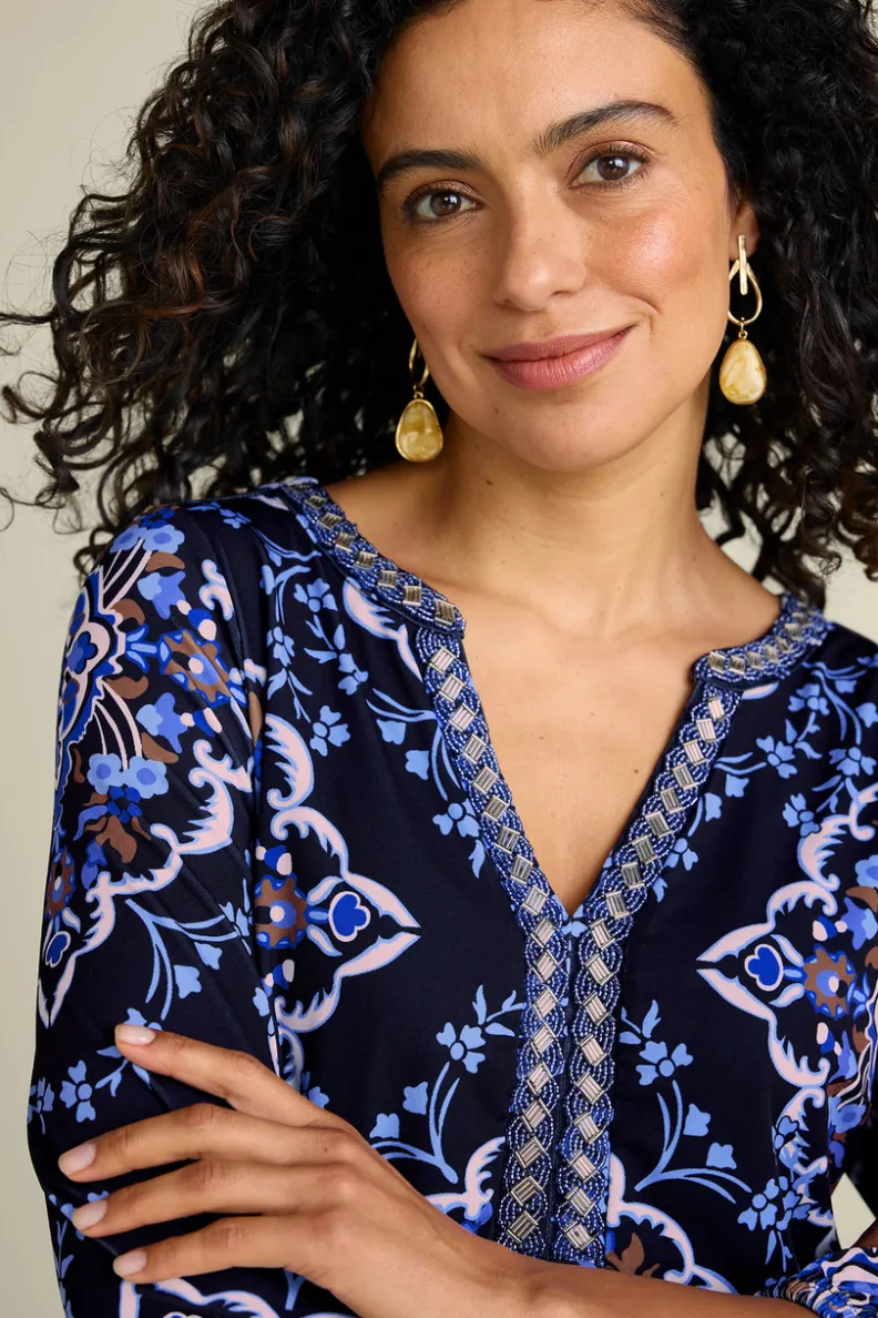 Vestido Elegante Kauri con Estampado Medallón - Tonos Bahía | Diseño Exclusivo de Soft Surroundings para Mujer