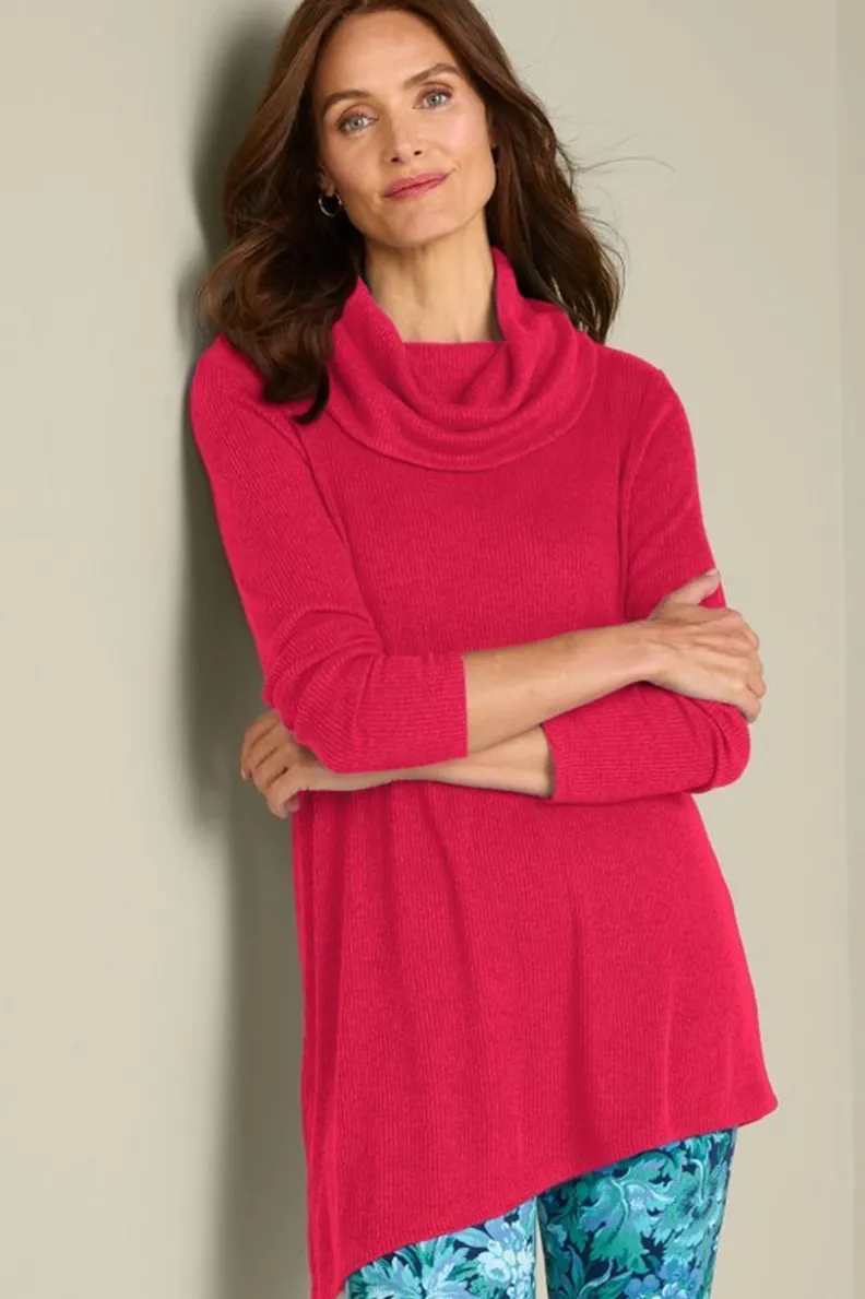 Túnica acogedora Kayla con cuello envolvente - Tejido acanalado suave de Soft Surroundings