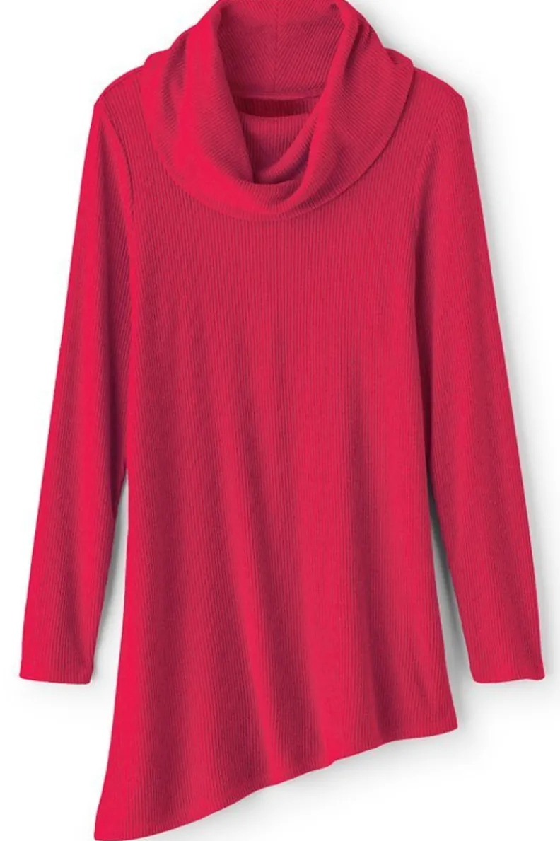 Túnica acogedora Kayla con cuello envolvente - Tejido acanalado suave de Soft Surroundings