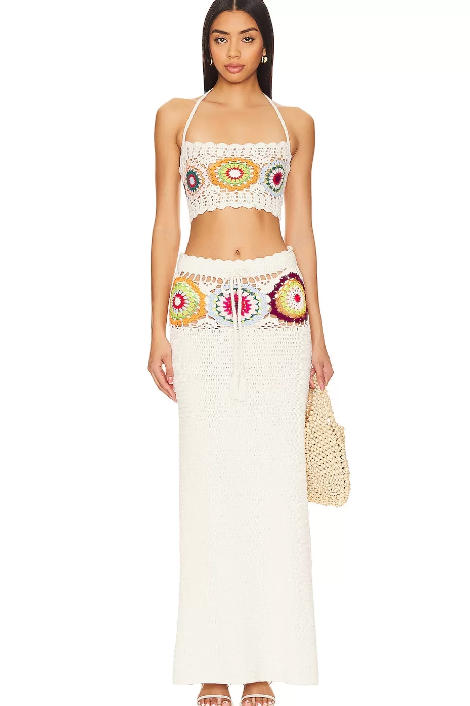 Falda Larga Kestrel de Ganchillo Artesanal - Estilo Boho Veraniego para Amantes & Amigas

（：，