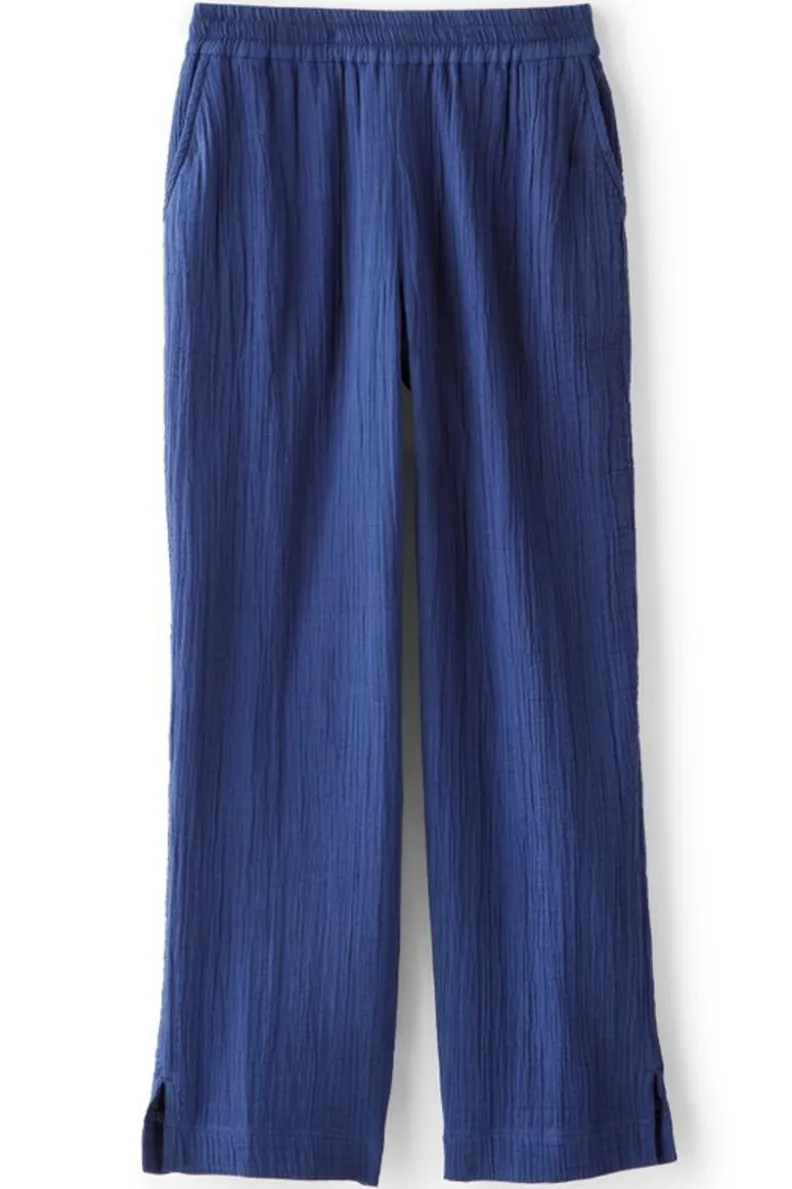 Pantalones Khulani de Gasas Suaves - Corte Recto Tobillero en Azul Marino | Colección Casual con Ajuste Cómodo