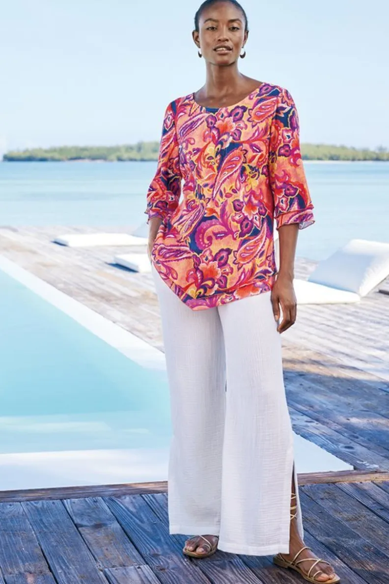 Pantalones anchos Khulani en gasa suave - Corte holgado para máxima comodidad - Colección Soft Surroundings