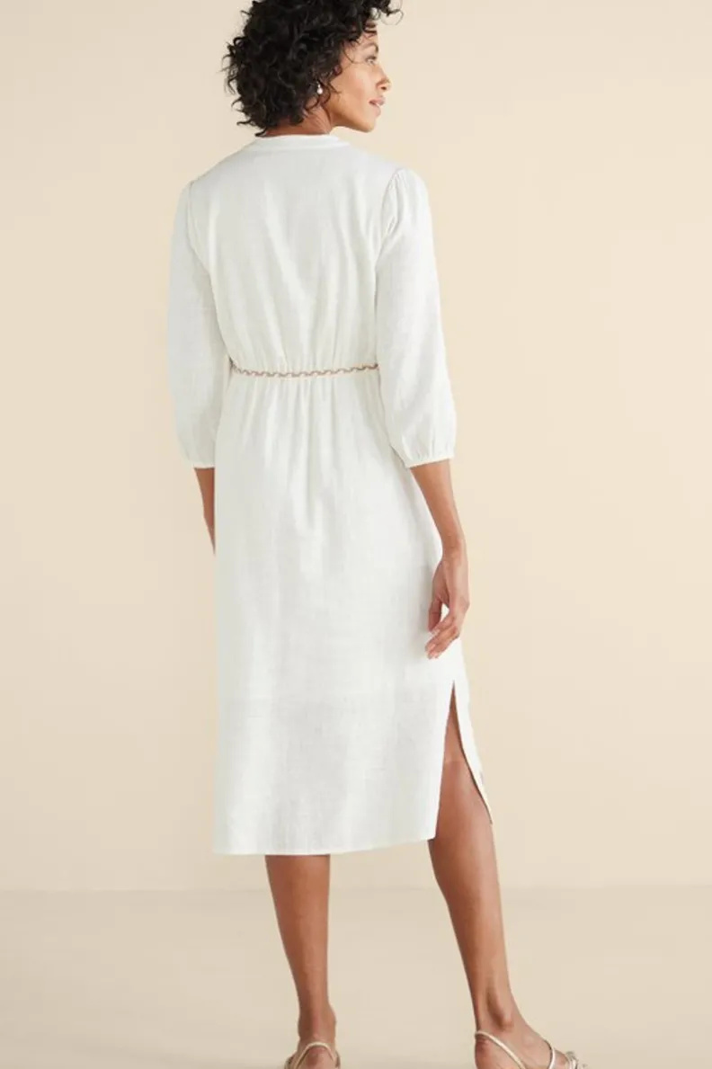 Vestido midi Kimora con bordados artesanales en tono marfil perlado - Soft Surroundings Collection
