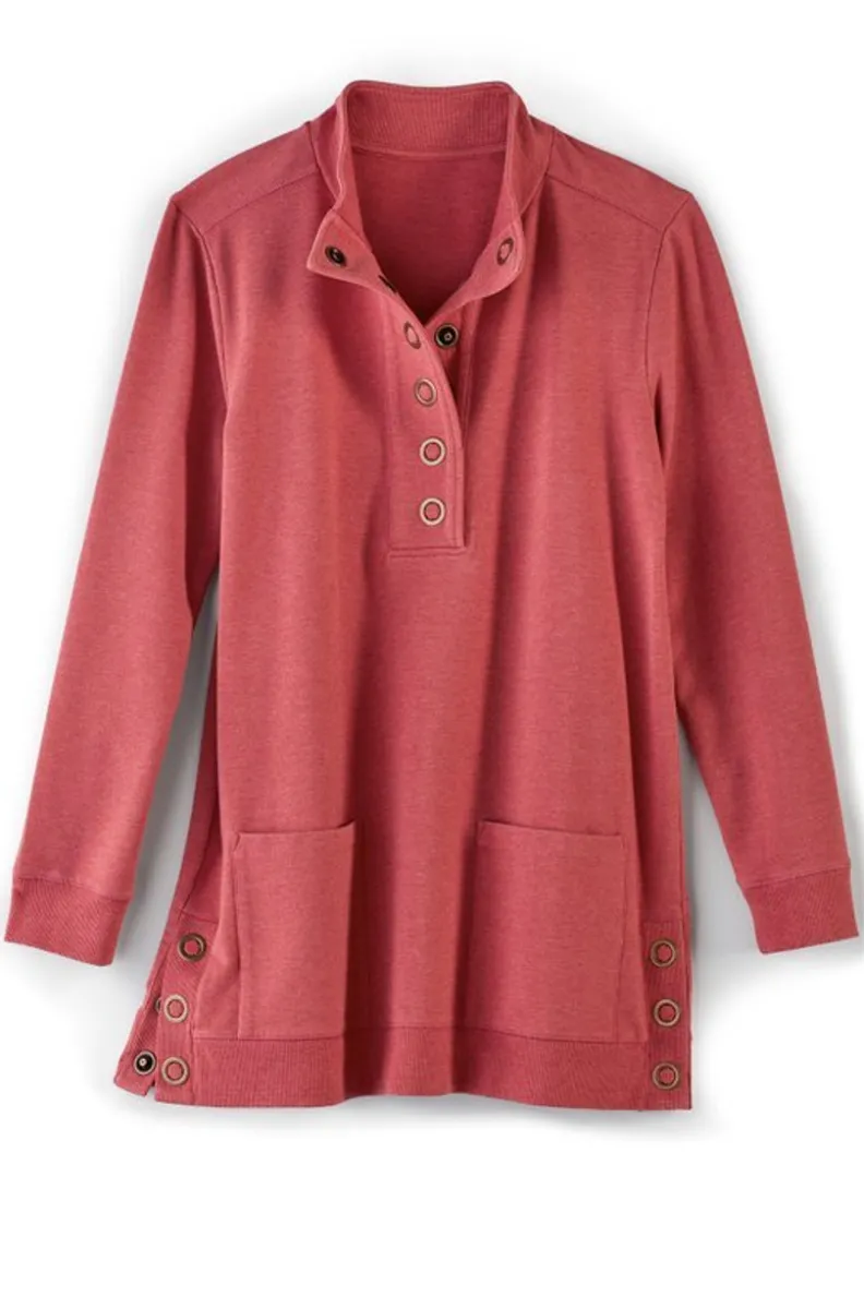 Blusas Casuales: Túnica Tejida Lakshmi con Mallas Ultra Suaves - Confort Soft Surroundings