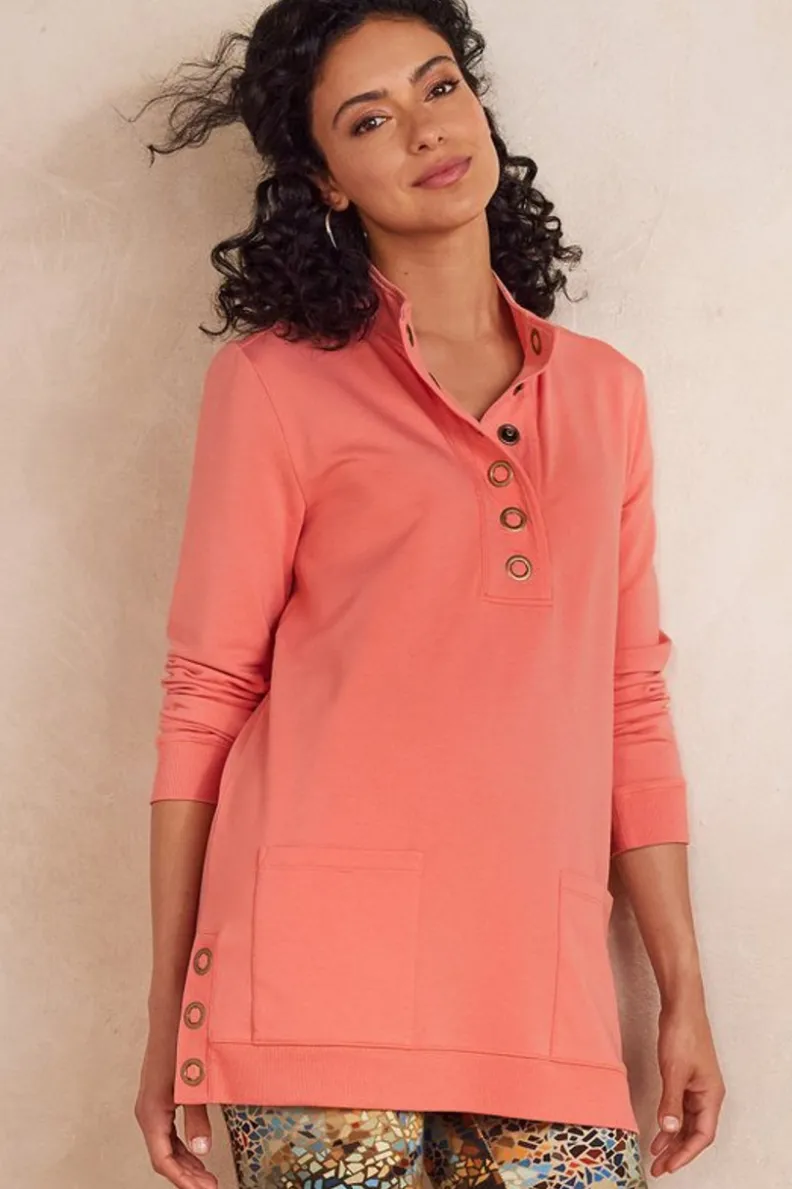 Blusas Casuales: Túnica Tejida Lakshmi con Mallas Ultra Suaves - Confort Soft Surroundings