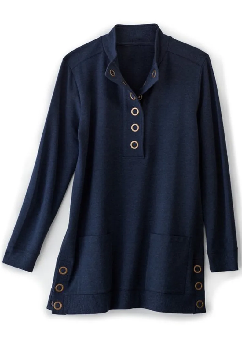 Blusas Casuales: Túnica Tejida Lakshmi con Mallas Ultra Suaves - Confort Soft Surroundings