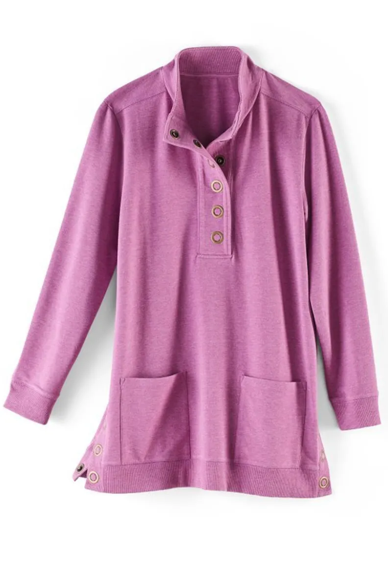 Blusas Casuales: Túnica Tejida Lakshmi con Mallas Ultra Suaves - Confort Soft Surroundings